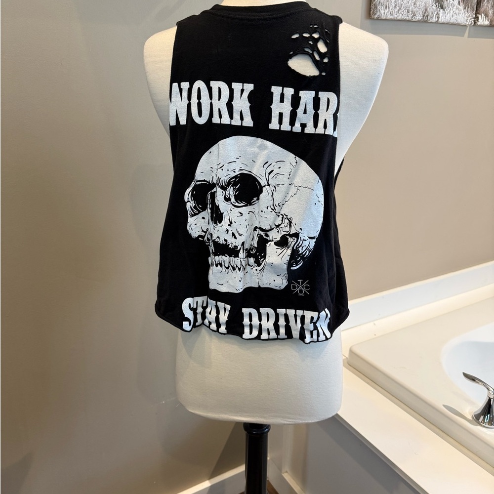 Black Graphic Muscle Tee - 'Work Hard Stay Driven'